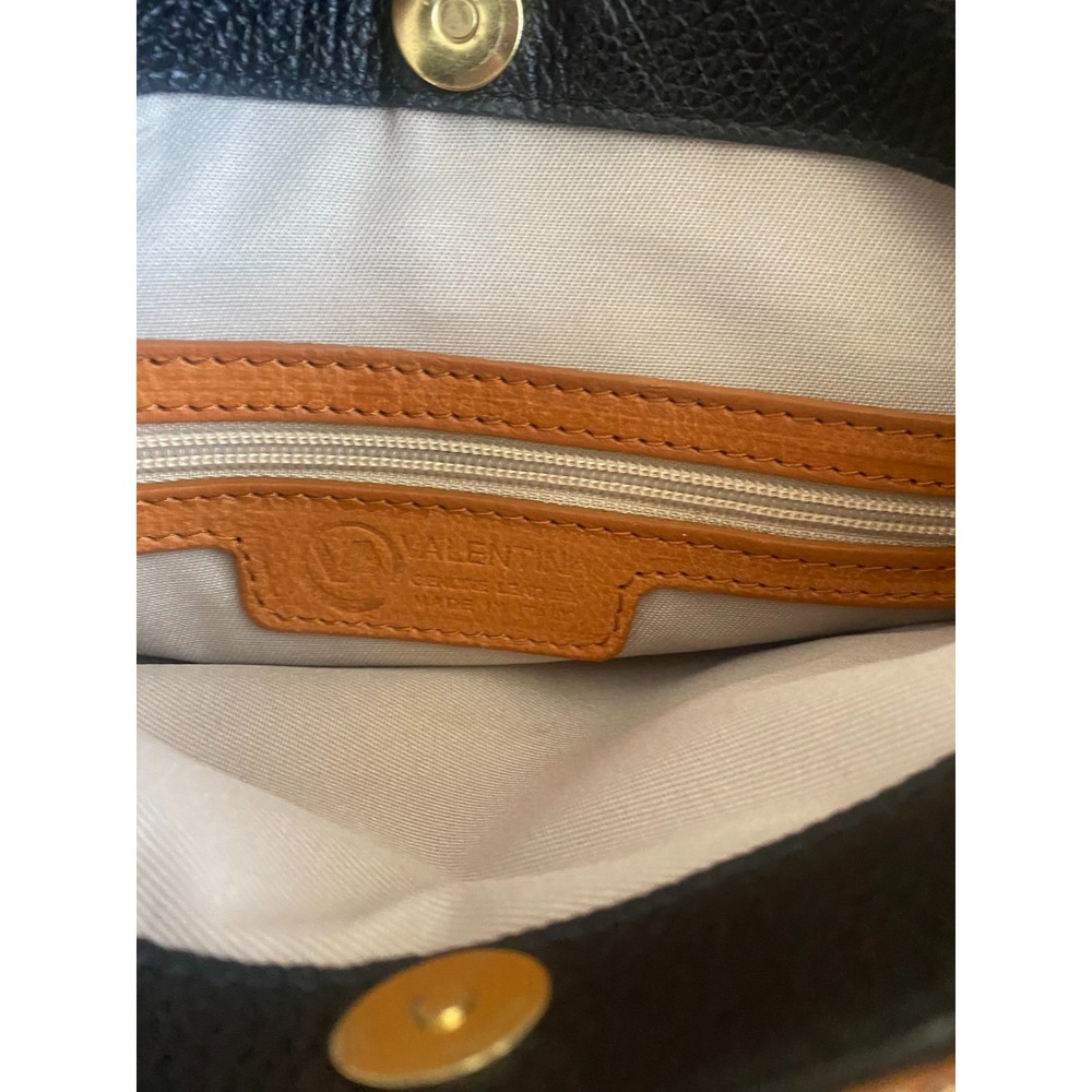 VALENTINA RIMINI Women's Black Pebble Tan Leather Handbag Made in Italy, $365 - Picture 9 of 10